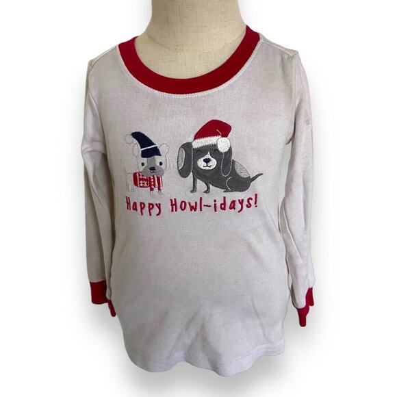 Gymboree Unisex Pajamas Sz 4 Gymmies Howl-idays 2 Pc Red Gray White Dogs - Picture 6 of 14